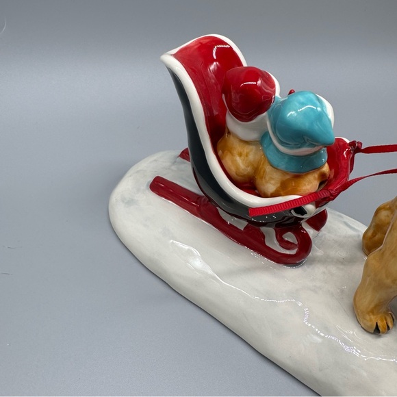NWT Blue Sky Clayworks Christmas Dog Pug Reindeer Pulling Sleigh Ceramic Figure - Picture 9 of 11